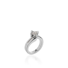 Load image into Gallery viewer, Intrigue Princess Cut White Gold Engagement Ring
