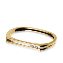 Load image into Gallery viewer, Women's 14 karat Yellow Gold Lines Diamond Hinged Bracelet