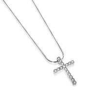 Load image into Gallery viewer, Women's 14 karat White Gold Paloma Diamond Cross Pendant Necklace