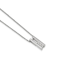Load image into Gallery viewer, Women's 14 karat White Gold Lines Petite Three-Diamond Pendant Necklace
