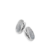 Load image into Gallery viewer, Women's 14 karat White Gold Essence Diamond Huggie Hoop Earrings