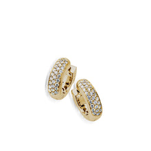 Load image into Gallery viewer, Women's 14 karat Yellow Gold Essence Diamond Huggie Hoop Earrings