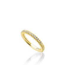 Load image into Gallery viewer, Women's 14 karat Yellow Gold Essence Pave Diamond Stack Ring
