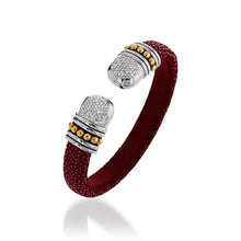 Load image into Gallery viewer, Apollo Shagreen Cuff with Pave  Diamonds
