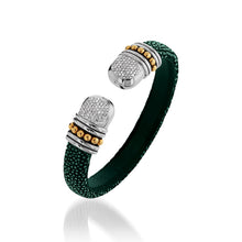 Load image into Gallery viewer, Apollo Shagreen Cuff with Pave  Diamonds
