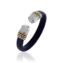 Load image into Gallery viewer, Apollo Shagreen Cuff with Pave  Diamonds

