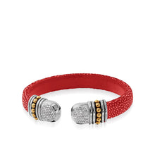 Load image into Gallery viewer, Apollo Shagreen Cuff with Pave  Diamonds
