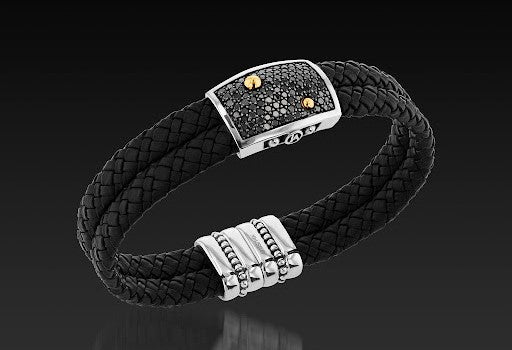 black diamond leather bracelet fathers day gift