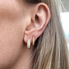 Load image into Gallery viewer, Essence Single Hoop Earrings with Pave Diamonds