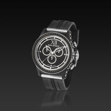 Load image into Gallery viewer, Men's Black Iconic Plated Pantheon IV Chronograph Watch with High Performance Elastomer Band