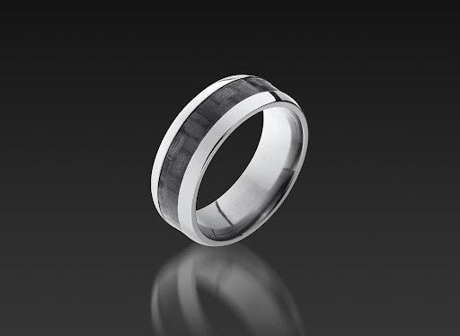 Titanium Domed Band with Carbon Fiber by John Atencio