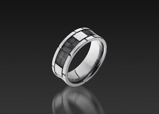 Titanium Flat Band with Carbon Fiber by John Atencio