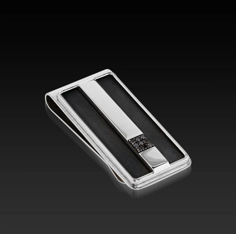 mens money clip with black diamonds for fathers day