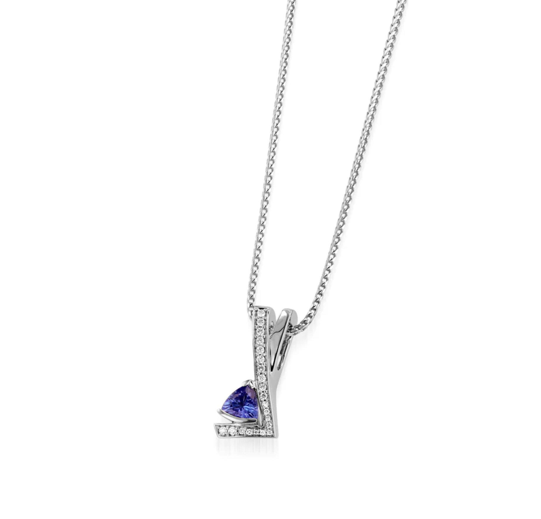 PINNACLE PETITE GEMSTONE PENDANT NECKLACE WITH PAVE DIAMONDS